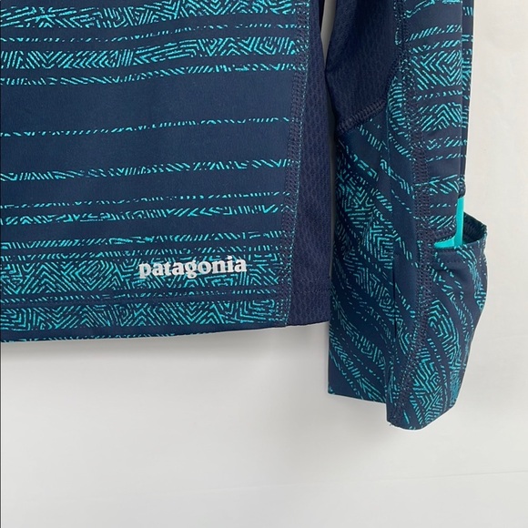 Patagonia Women’s All Weather Zip-Neck Teal Navy Hiking Running Top UPF 15 Large - Picture 7 of 17